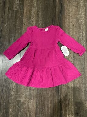 wonder nation Fuchsia Tiered Long-Sleeve Dress